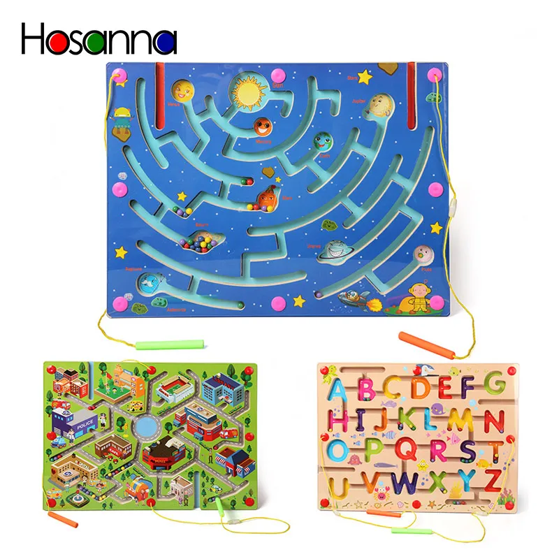 

Wooden Maze Magnetic Game Puzzle Toys for Children Kids Educational Toy Gift
