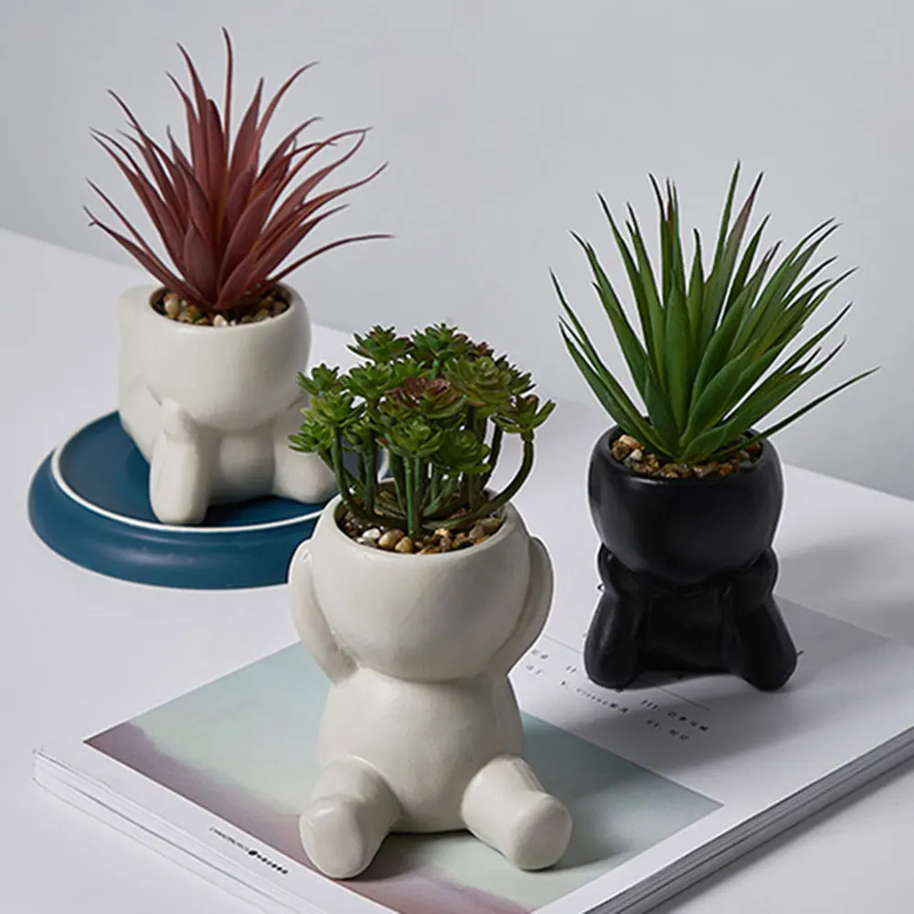 Человекоидный керамический цветочный горшок 1 шт. креативный современный дизайн