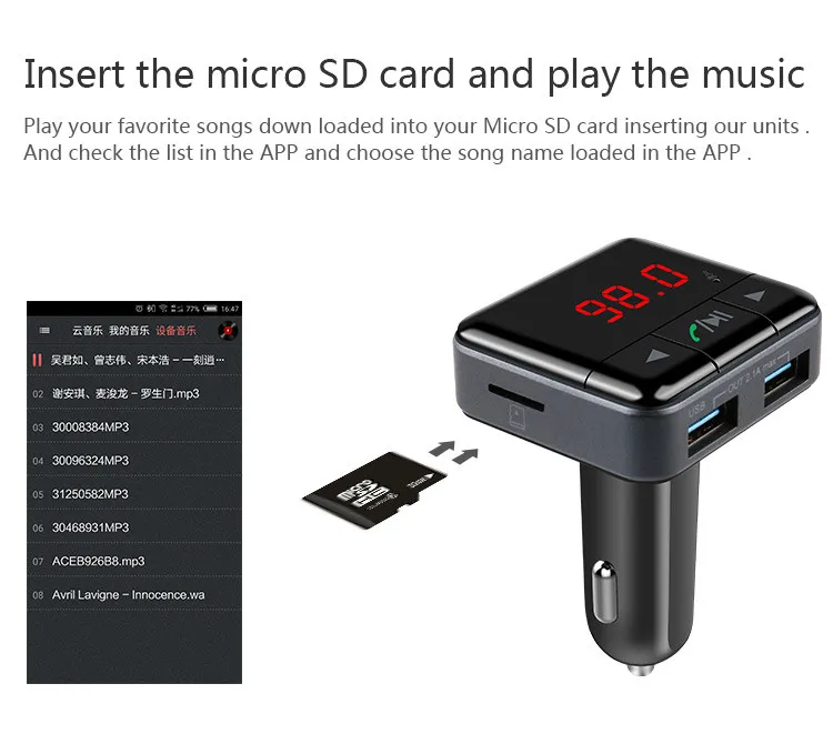 Новейший беспроводной автомобильный комплект громкой связи Bluetooth mp3-плеер