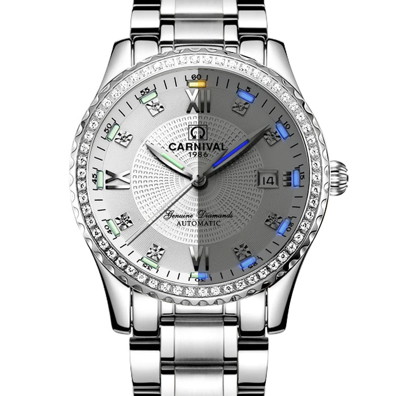 

Карнавальная бренд класса люкс Для мужчин s часы Самовзводные часы Для мужчин сапфир reloj hombre световой рук relogio C8737G-1