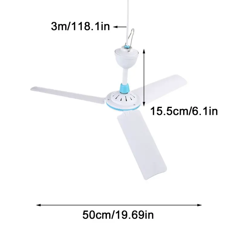 

5V USB Ceiling Fan 19.7 Silent Hanging Fan Camping Tent Fan with ON OFF Switch