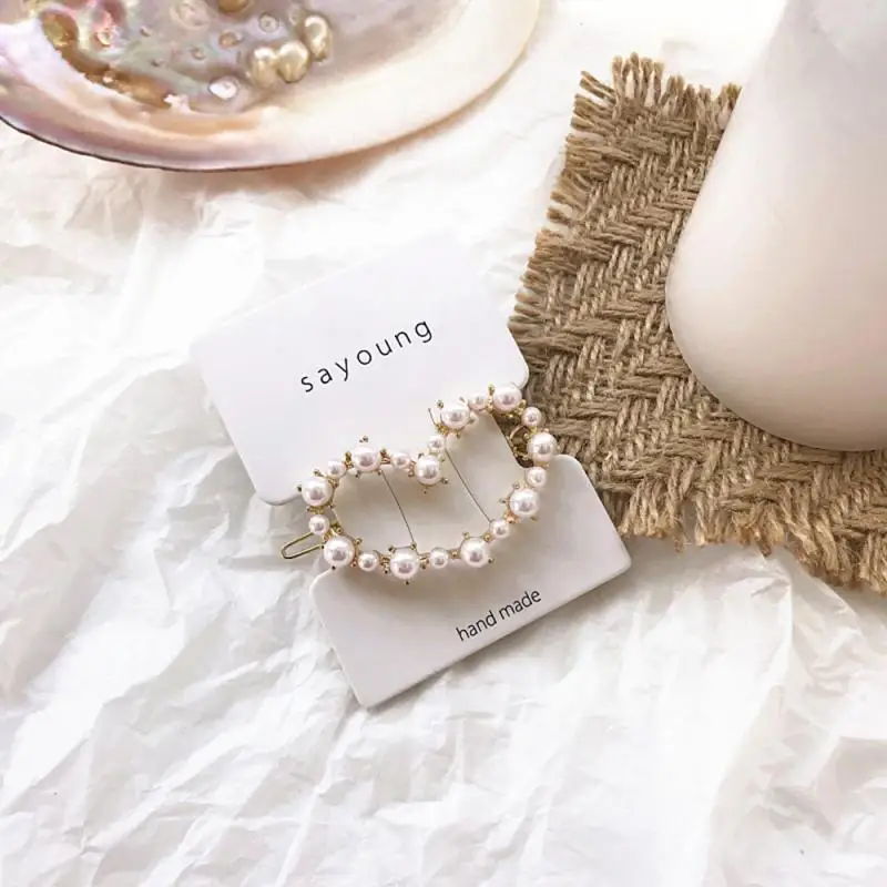 Women's Girls Vintage Geometric Pearl Hairpin Bangs Hair Clips Barrette Slide Grips Hairpins Decoration Dropship | Красота и