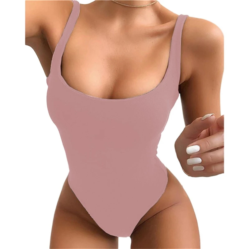 Wine Red Strappy Bodysuit Sexy Backless Ribbed Bodysuit Romper String Femme Sexy Sleeveless Tank Top Bodysuit Body Female