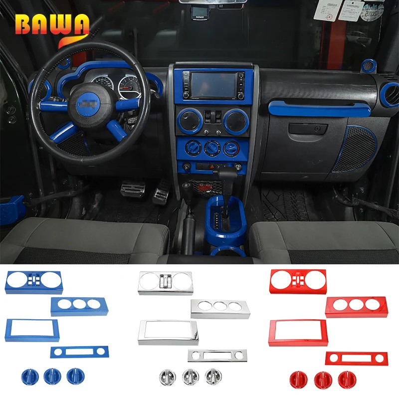 Наклейки BAWA для молдингов салона Jeep Wrangler JK 2007-2010 автомобильная консоль
