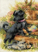 100 egypt cotton lovely hot sell counted cross stitch kit dogs on the holiday animals dog and cats kitties riolis 1437