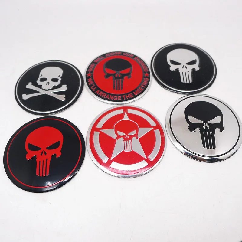 

4pcs 56mm Car Wheel Center Cap Hub Cover Sticker Emblem Badge Cool Skull