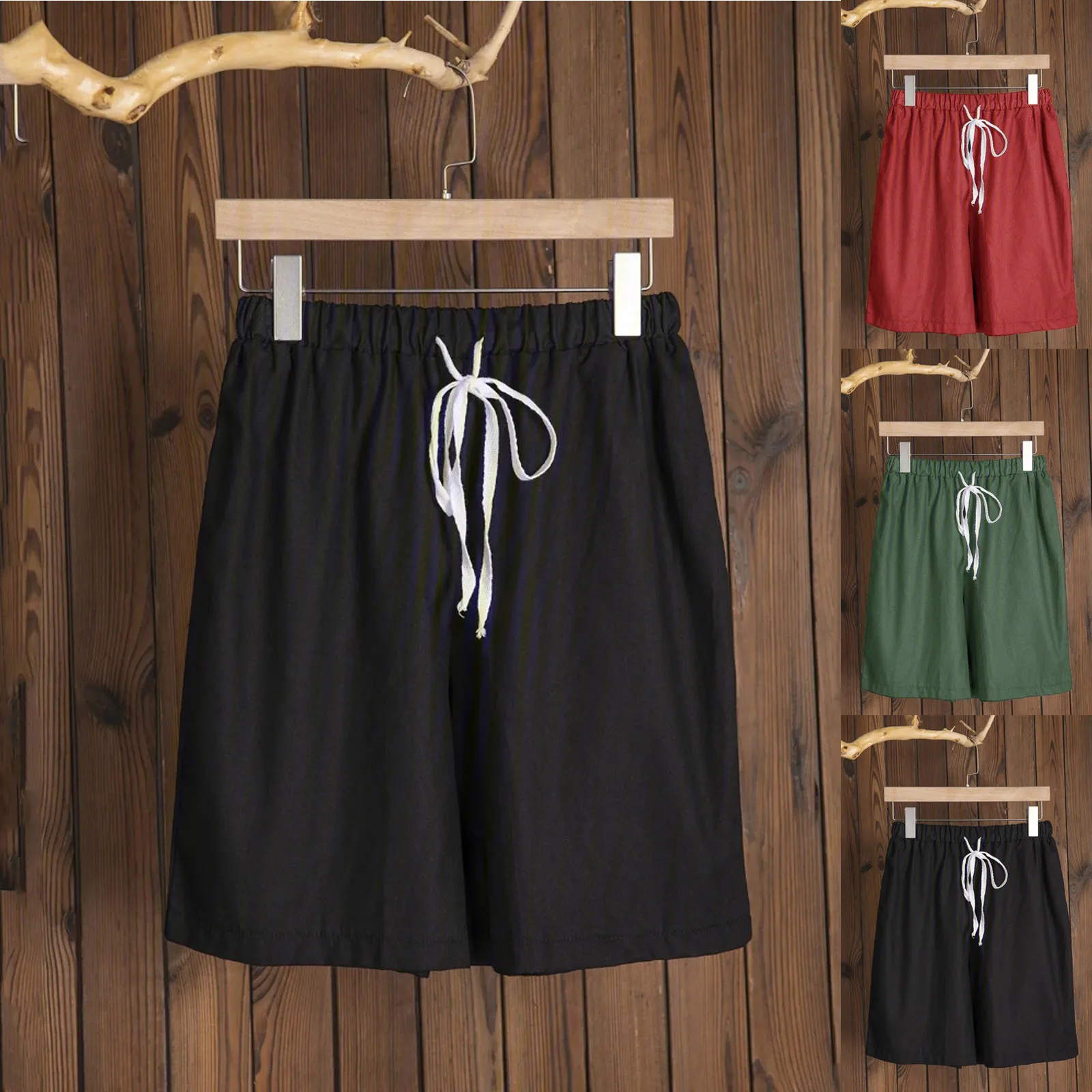 

Women's Casual Fashion Loose Cotton And Linen Daisy Print Wide-leg Shorts Elastic Waist Soft Shorts Lady Summer Gym Cycling Pant