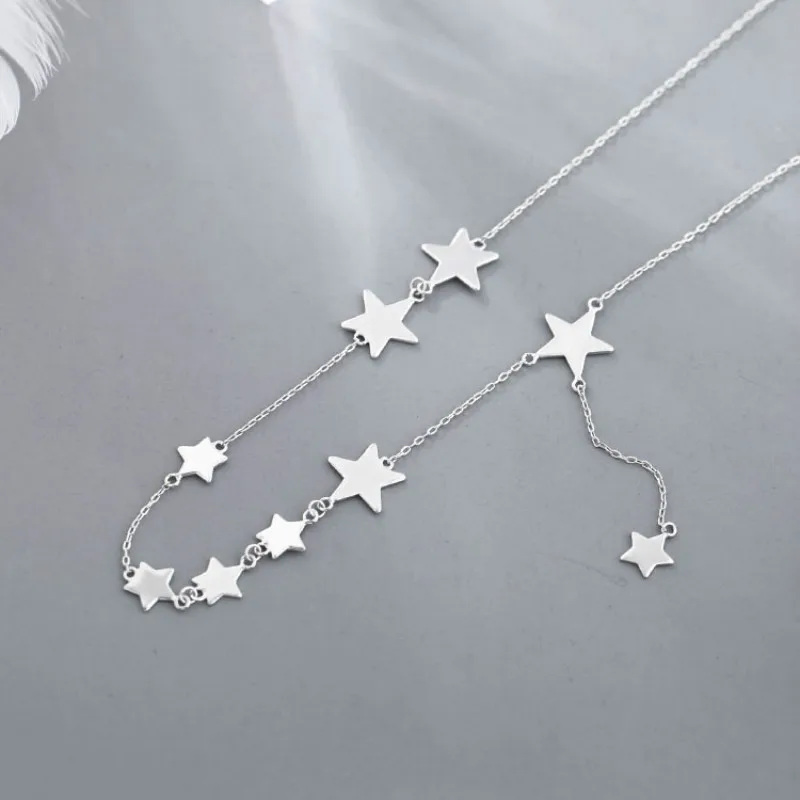 Женское колье чокер из серебра 100% пробы с подвеской в виде звезды|Ожерелья| |