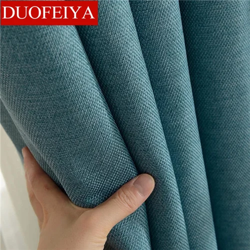 

Pure color window blackout curtain thickened cotton linen shading cutains for living room bedroom luxury curtains courtain