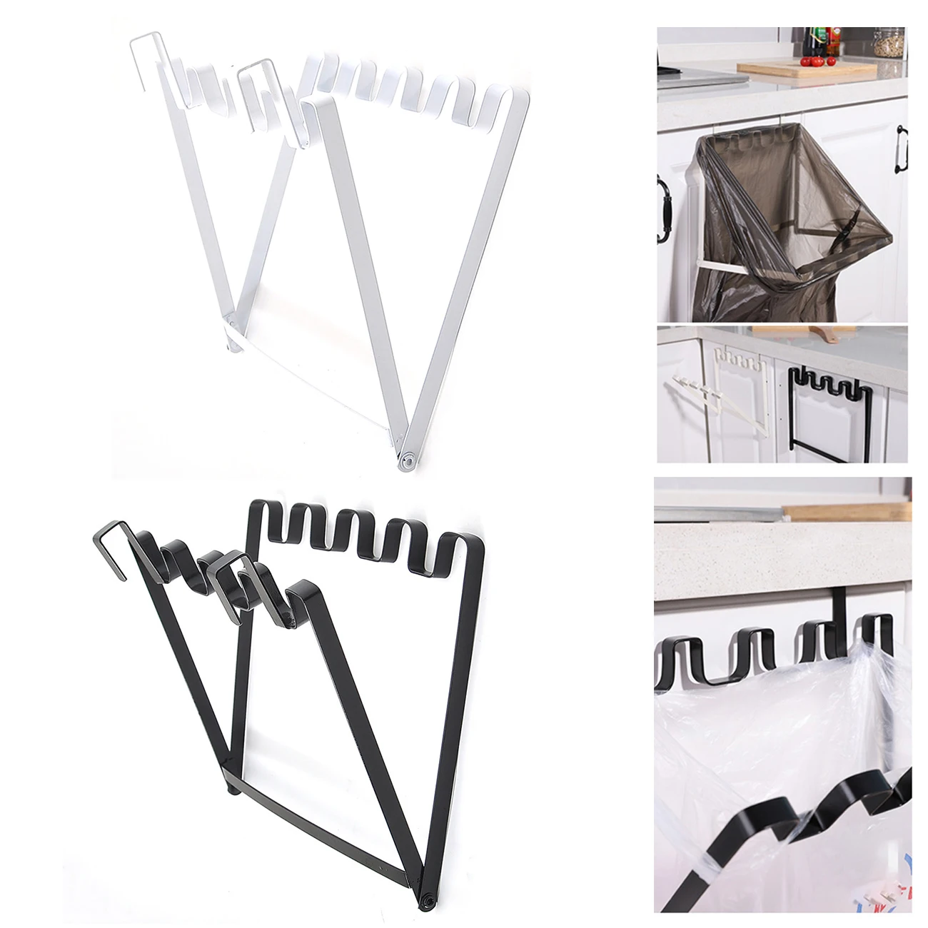 

1PCS Trash Bag Fixing Hook Kitchen Plastic Bag Hanger Hanging Trash Can Kitchen Accessories Foldable Trash Bag Storage Rack