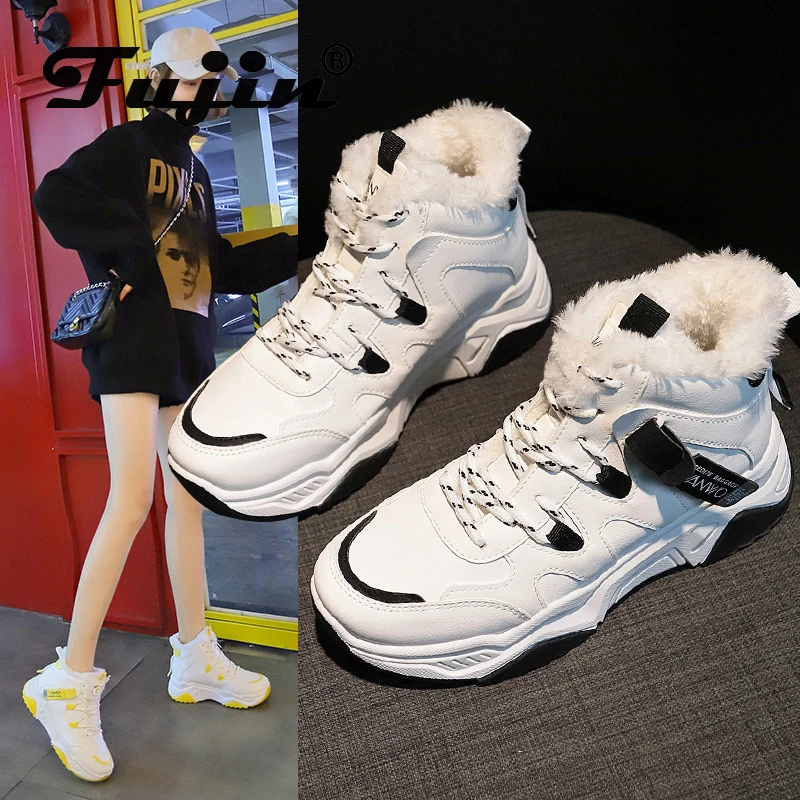 Женские кроссовки с круглым носком Fujin дышащие однотонные перекрестной