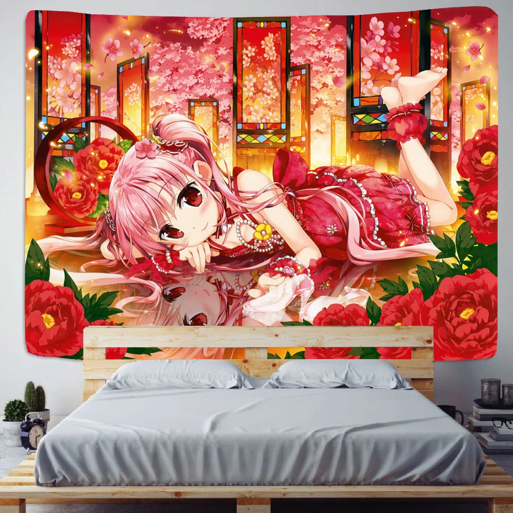 Милый красивый женский домашний фон настенный гобелен аниме девушка фреска