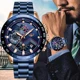 LIGE Men Watches Top Brand Luxury Stainless Steel Blue Waterproof Quartz Watch Men Fashion Chronograph Male Sport Military Watch Other Image