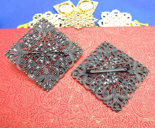 61x61mm винтажный старинный медный филигранная Цветочная рамка лоток шпильки