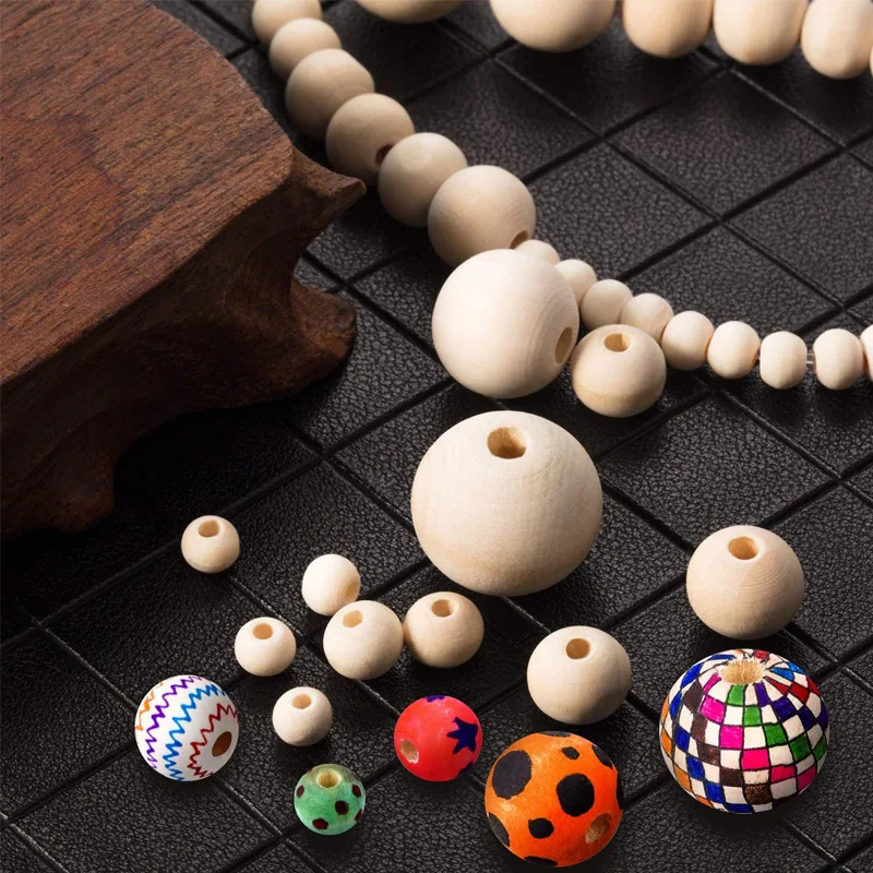 

1105 pcs/Set Natural Round Wooden Beads For Child Handmade Spacer Wood Beads Jewelry Making Bracelet Necklace Diy Accessories