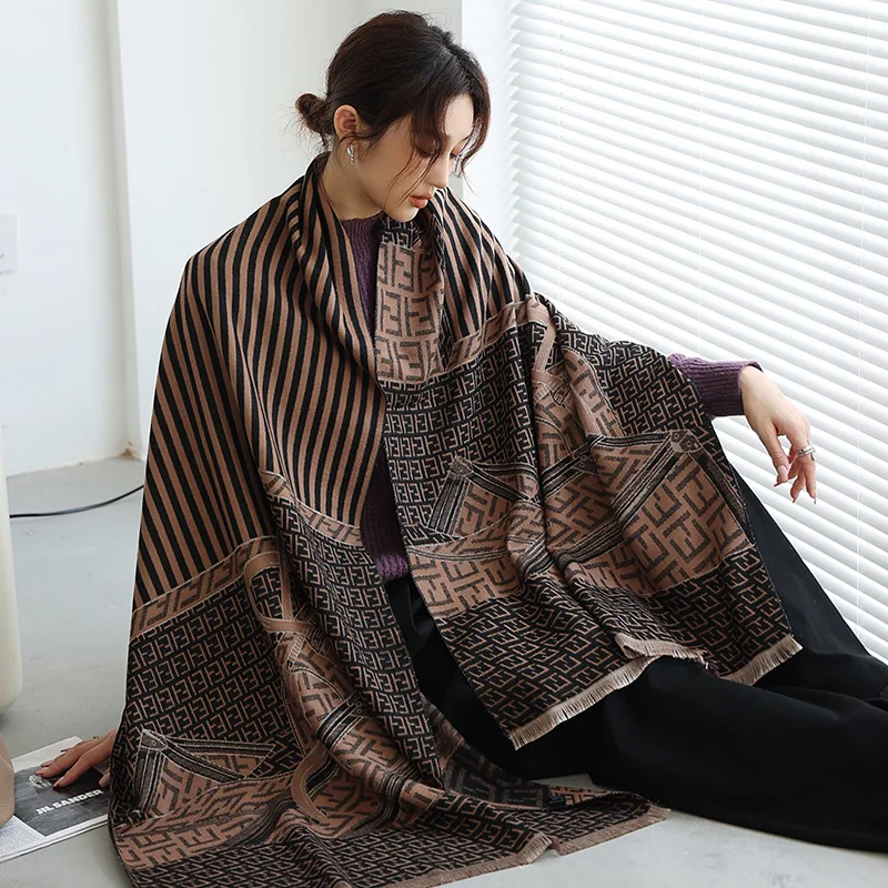 

Осенне-зимние новые женские большие зеленые Реверсивные женские теплые шарфы