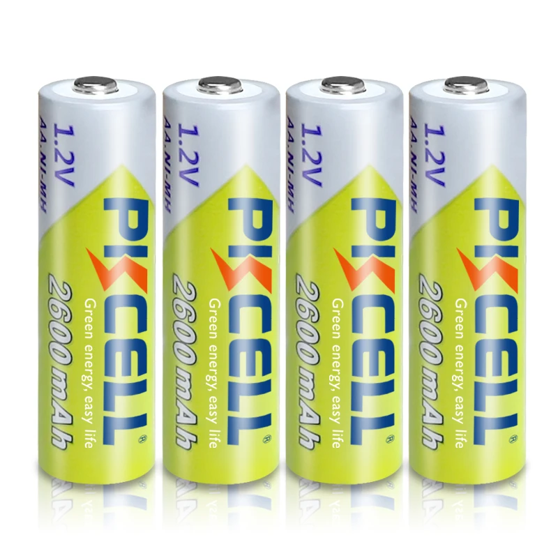 PKCELL 4PC 100% оригинальные 1.2В AA аккумуляторные батареи 2600 мАч Ni-MH Rechargeble батарея для