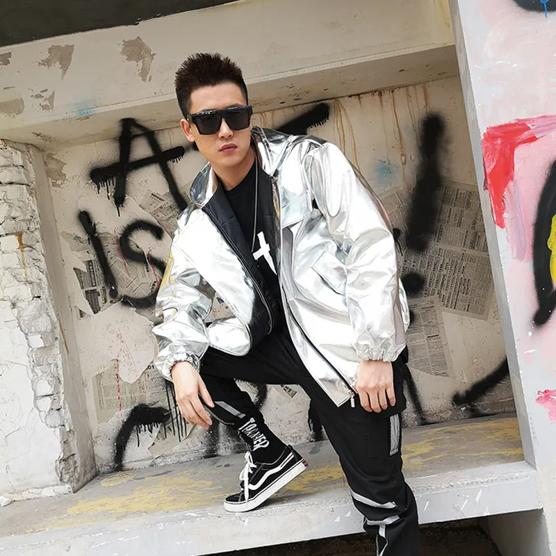 Мужская одежда фиолетовая серебристая золотая мотоциклетная куртка из