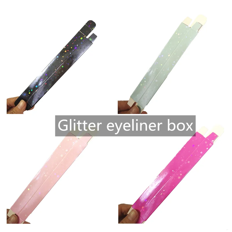 

Empty Paper Packing Box for eyelash Eyeliner Glitter Custom Eyeliner Packaging Holographic Gold Liquid Eye Liner Soft Boxes