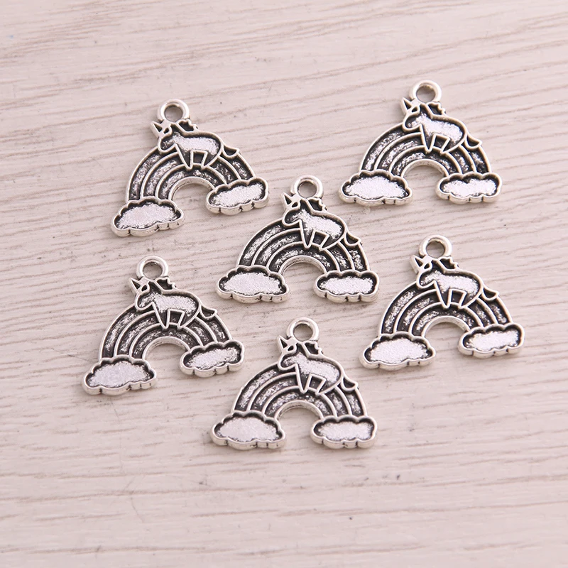 50 шт. подвески Радужный цветок 17x20 мм в античном стиле аксессуары для рукоделия