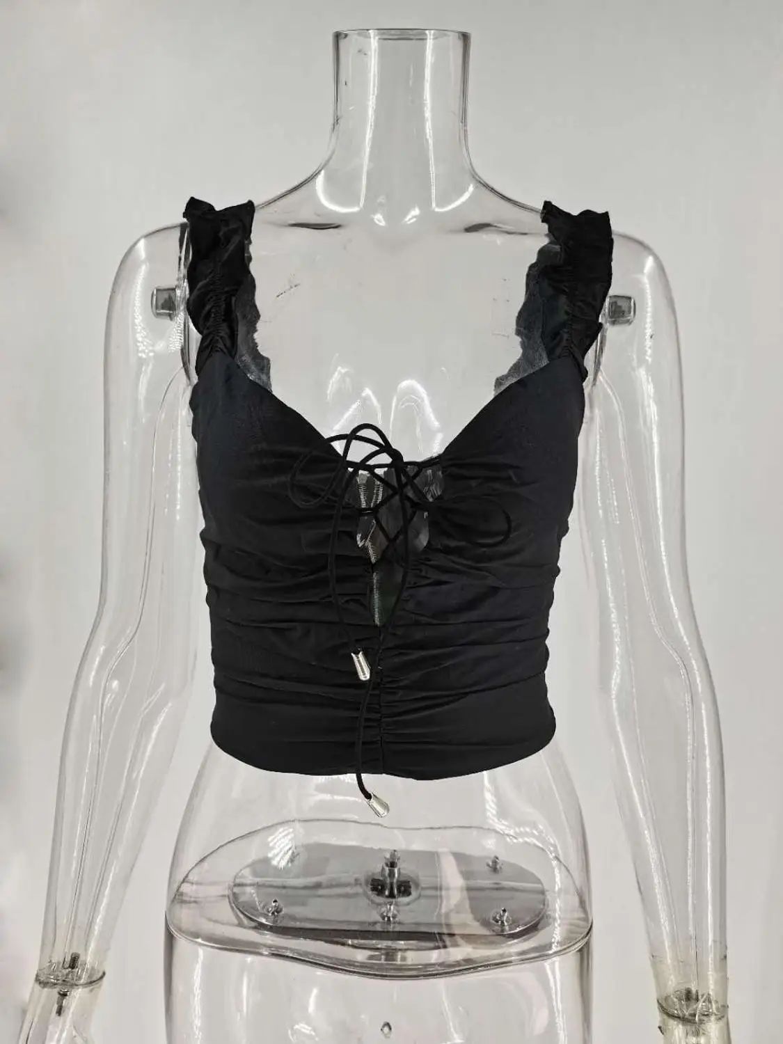 MSXU 2020 Summer New Slim Women Short Sling Outer Wear Hollow Strap Tube Top Design Sense Of Personality Beautiful Back Vest