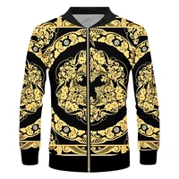 ifpd euus size baroque court style zipper jackets mens 3d print crown golden flower luxury coat men women plus size 7xl