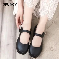 jfuncy women shoes patent leather round toe platform lolita mary jane flats fashion comfortable breathable womens shoe