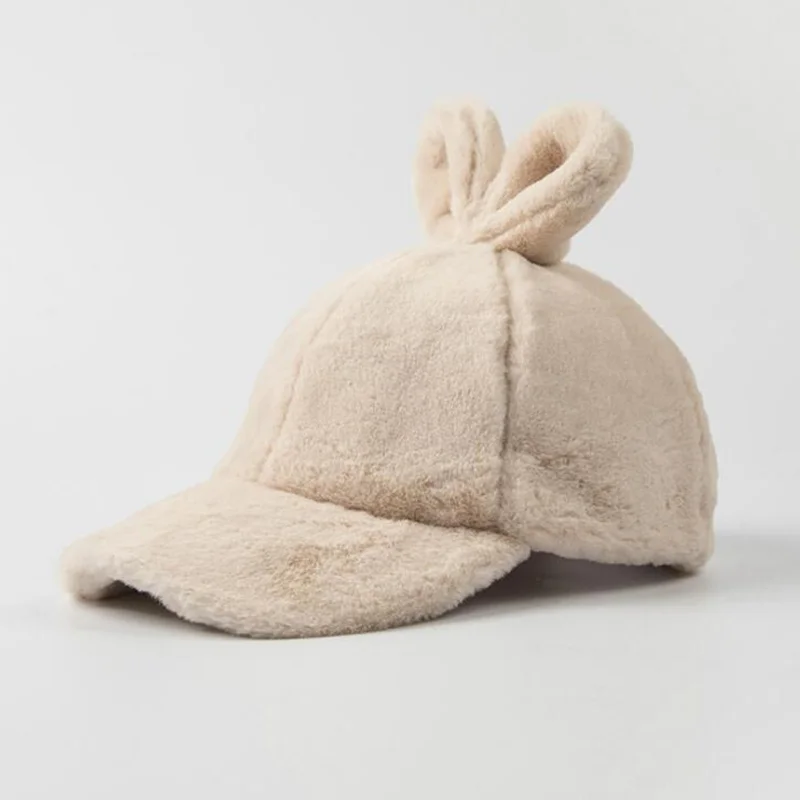 2019 зимняя модная женская бейсболка с кроличьими ушками из искусственного меха