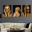 Современная Настенная Абстрактная Картина на холсте Африканской Женщины Золотая Скандинавская эротическая фотография стены для декора гостиной
