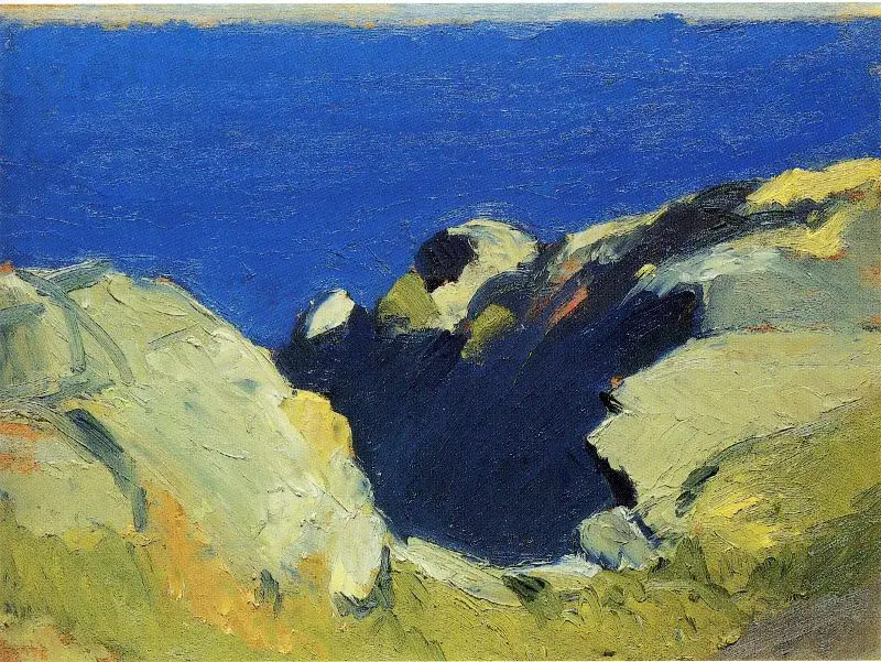 

100% handmade Oil Painting reproduction on linen canvas,Rocks and Sea by Edward Hopper,High Quality