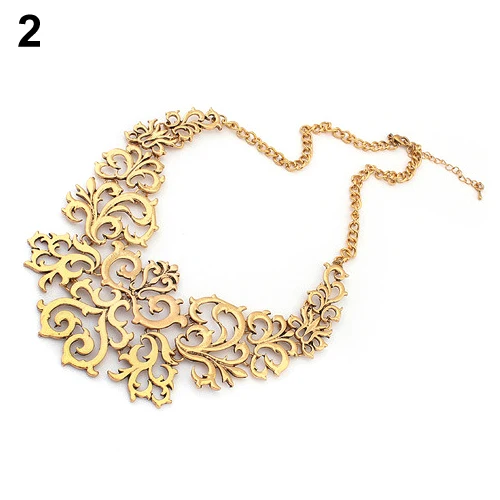 Women Vintage Hollow Pattern Pendant Bib Choker Necklace Statement Chain Gift |