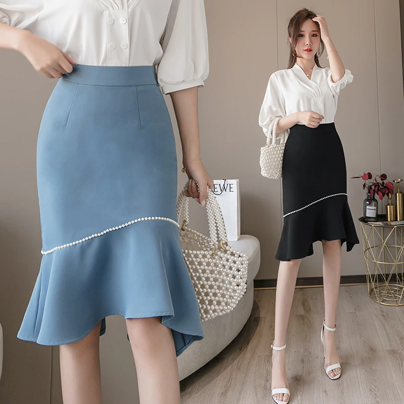 REALEFT Лето 2020 Новая рабочая одежда нерегулярные алмазные женские юбки миди с