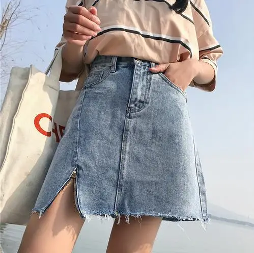Летняя женская джинсовая юбка Русалочий хвост mujer moda 2019 Harajuku деним Jupe Mujer колледж