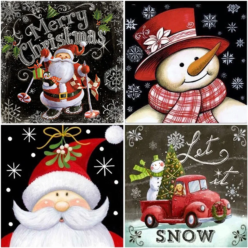 

Cartoon Diamond Painting Snowman Full Round Drill Diamond Embroidery Santa Claus Christma Picture Of Rhinestones Handcraft Gift