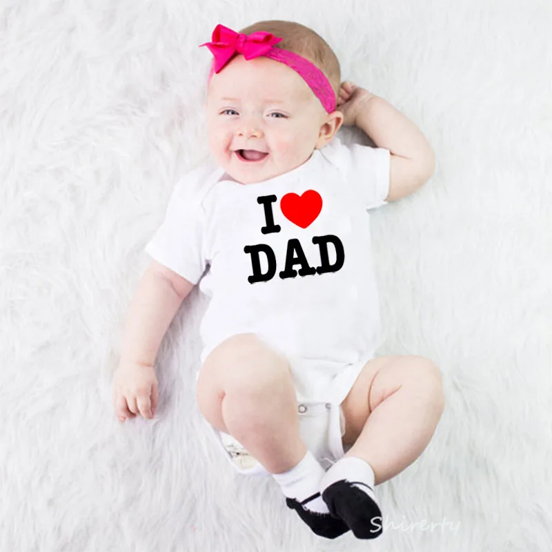 Хлопковое боди с надписью I Love My Dad для младенцев комбинезон коротким рукавом