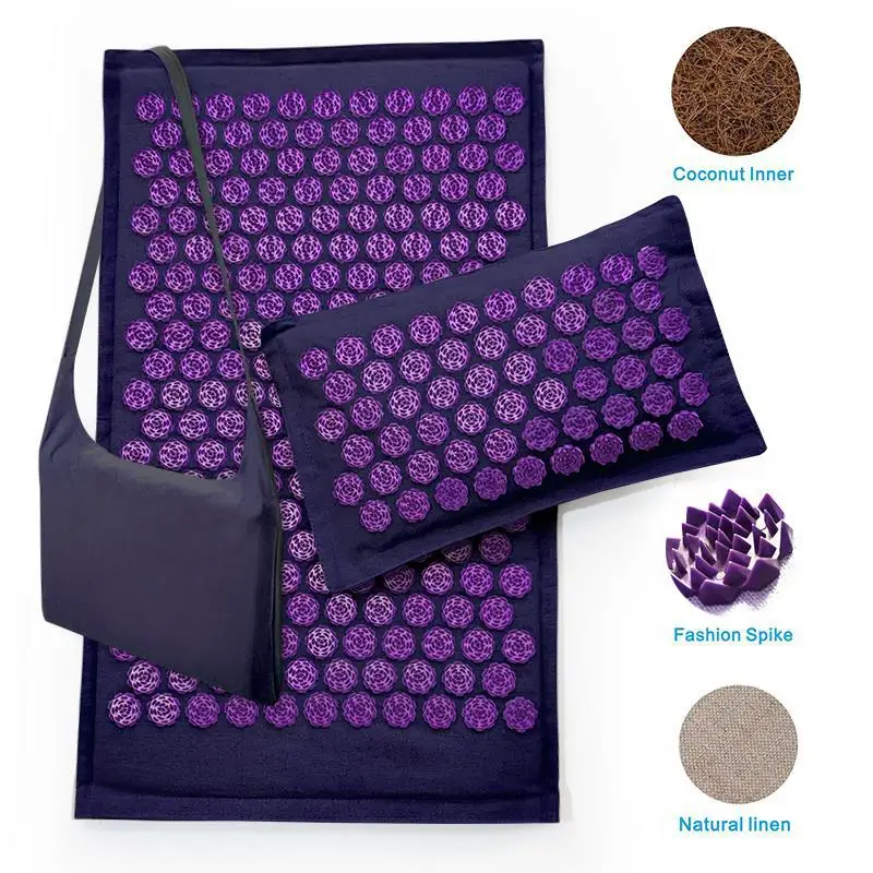 

Acupressure Mat Yoga Mat Fitness Massage Pillow Cusion With Bag Body Neck Pain Relief Coconut Acupuncture Mats