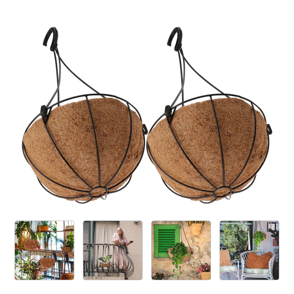 

2 Sets Household Hanging Flowerpots Hanging Planter Flower Plant Pots (Brown)