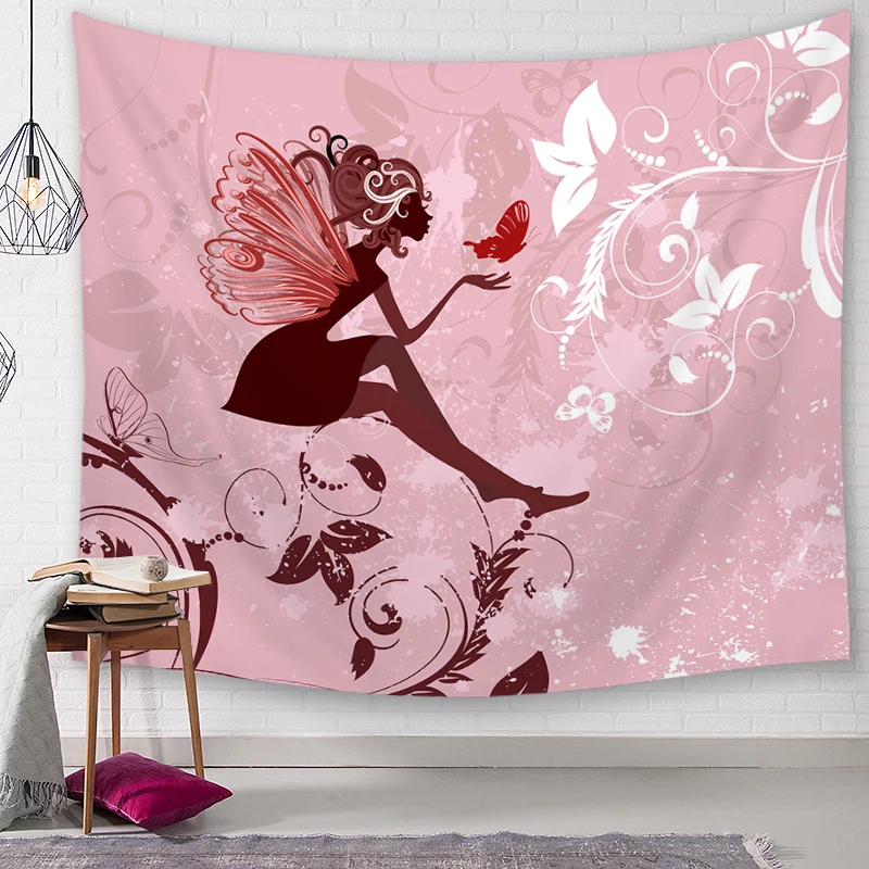 Бабочка девушка шик Мандала в богемном стиле цветочный ковер настенный гобелен