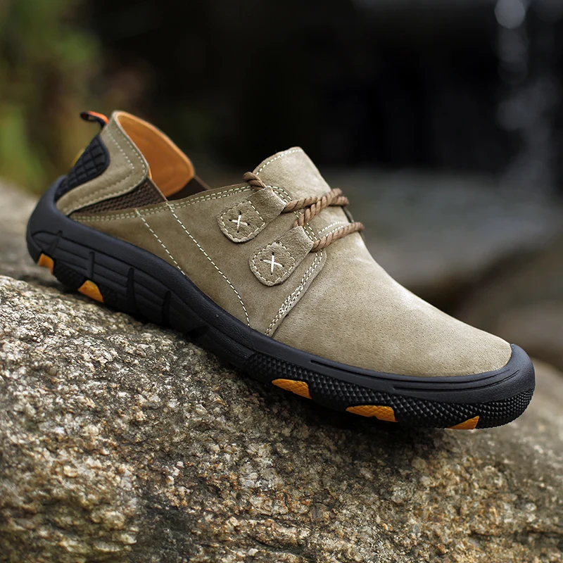 

Men's Leather Shoes Vacation Wear-Resistant Non-Slip Oxford Shoes Outdoor Travel On Foot Lace-Up Casual Shoes Large Size 38-48