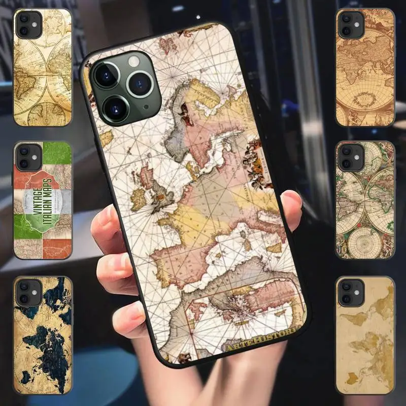 Античный Винтажный чехол для телефона с картой мира в европейском стиле IPhone 11 12 Pro