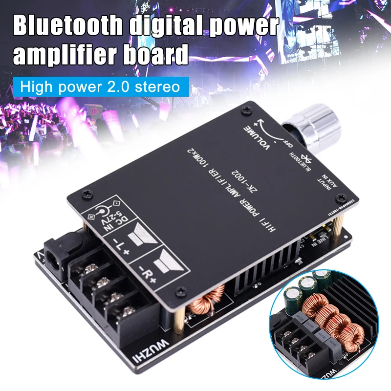 

100WX2 Bluetooth Digital Amplifier Board 2 Channel Audio Amp Module with Filter TPA3116 PUO88