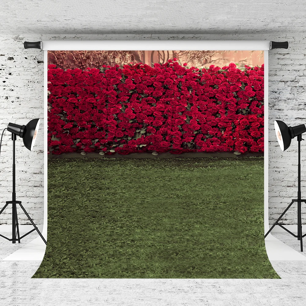 VinylBDS 10X10FT свадебные фоны для фотосъемки с красными розами зелеными лугами