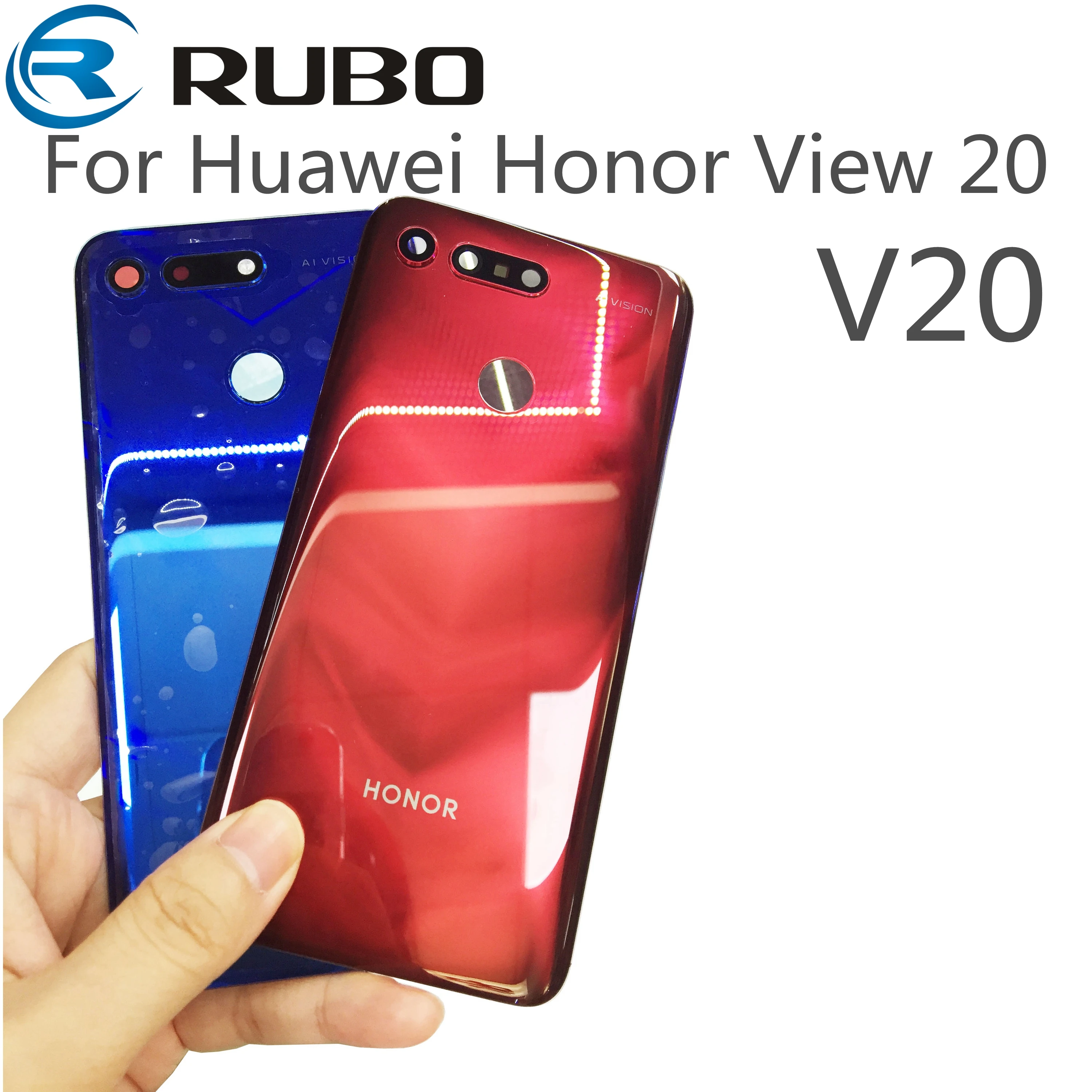 Для huawei Honor View 20 задняя крышка батарейного отсека задняя дверь со стеклянной панелью Корпус чехол с объективом камеры для Honor V20 задняя крышка