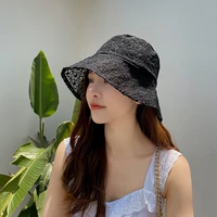 lace sunshade womens bucket hat fisherman cap fashion all match thin flower hollow breathable travel beach dun hat female gift