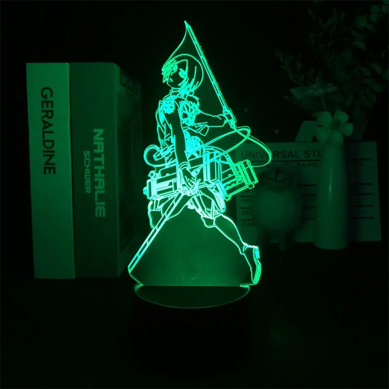 

Led Night Lamp Alarm Clock Base Light Attack on Titan Mikasa Ackerman Japanese Anime Manga Color Changing Dropship Table Indoor