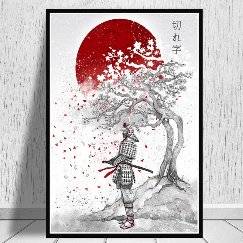 Печать плаката Горячие японские Zen Ink Bonsa Bushido Samurai Kanji холст искусство Масляная