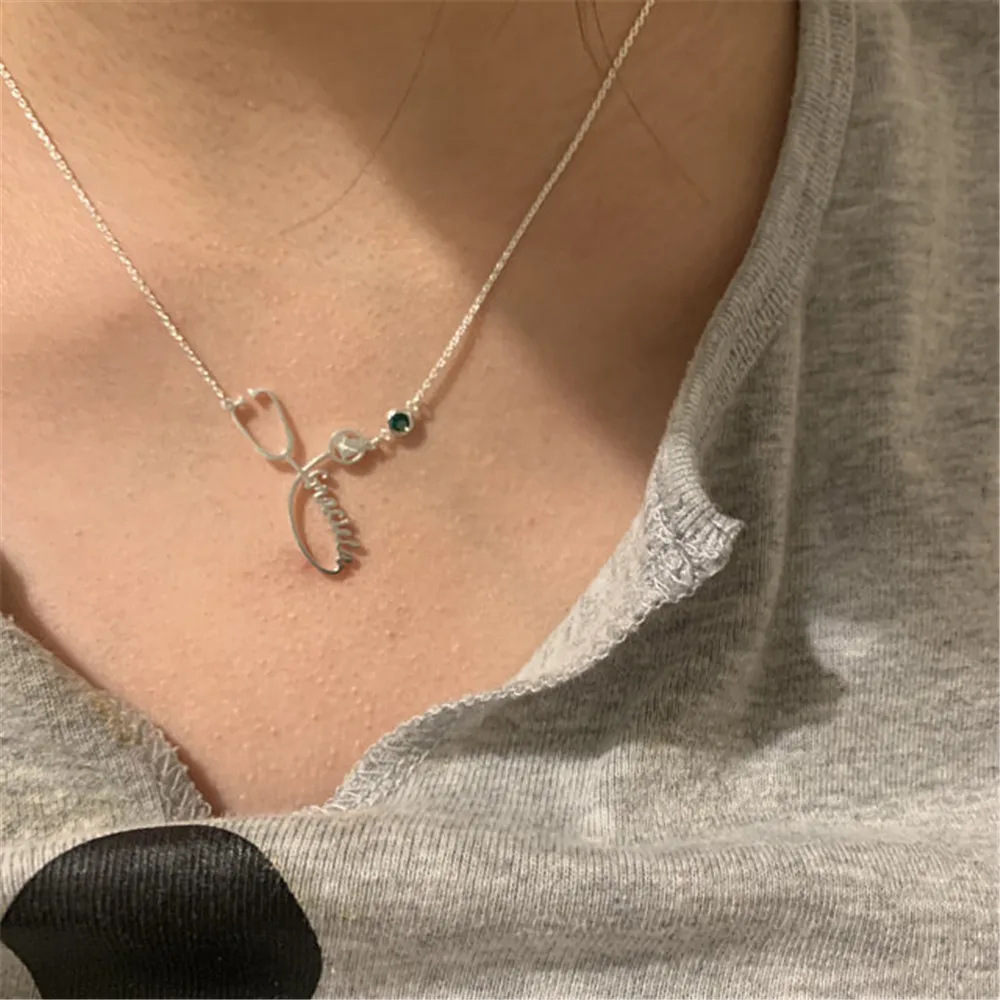 

AurolaCo Customized Name Necklace Personalized Stainless Steel Gold Choker Pendant Nameplate Necklace For Women Jewelry Gift