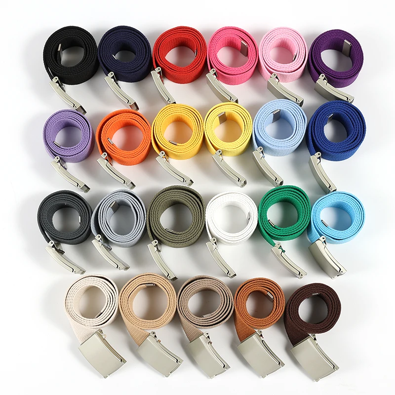 Ремень с металлической пряжкой для мужчин и женщин простой брезентовый пояс