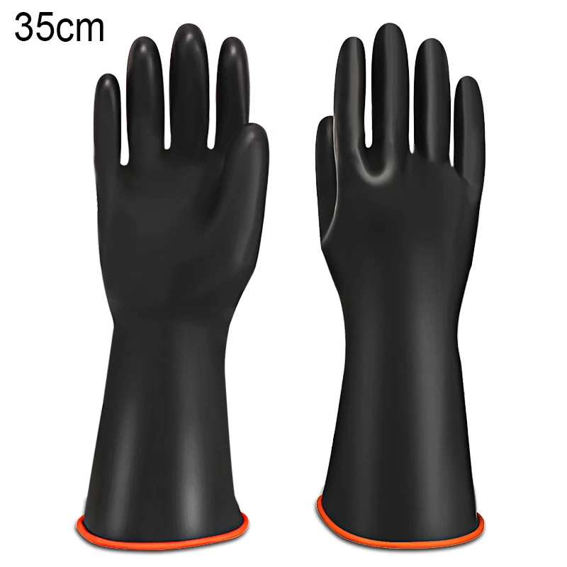 length 35cm Сверхпрочные химически стойкие резиновые перчатки кислота маслостойкие латексные перчатки для домашней промышленности рабочие защитные перчатки - Цвет: length 35cm