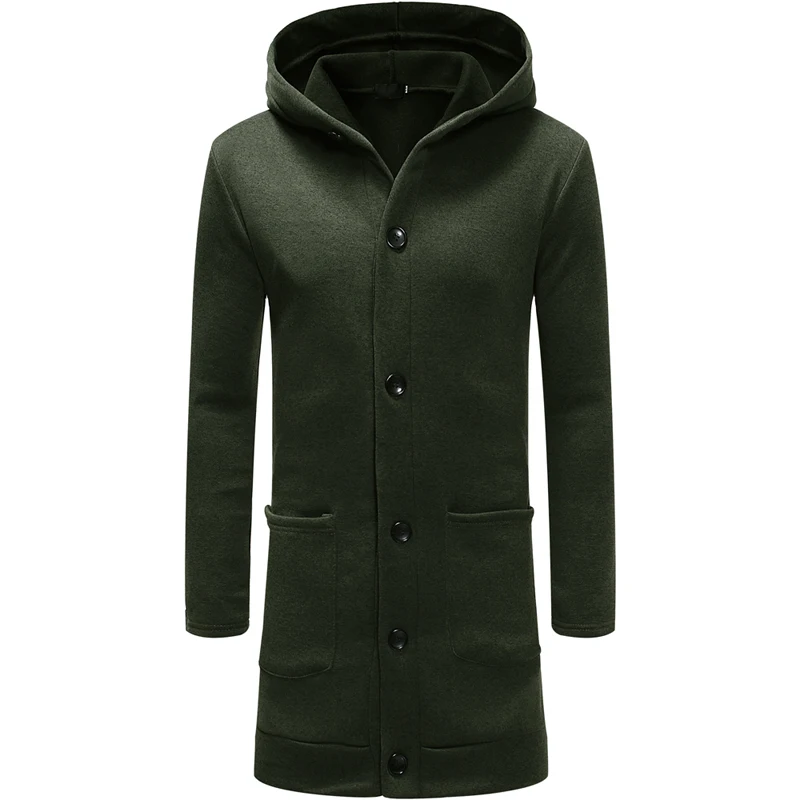 CYSINCOS мужские толстовки длинное хлопковое пальто одноцветная шерстяная куртка